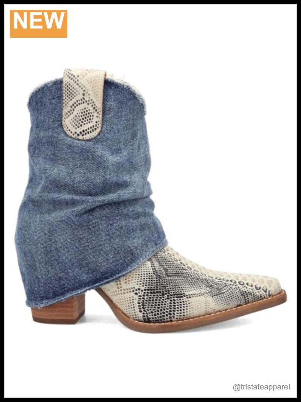 Dingo Denim Dream Snip Toe Pull-On Ankle Boots Mid Heel 2-3"